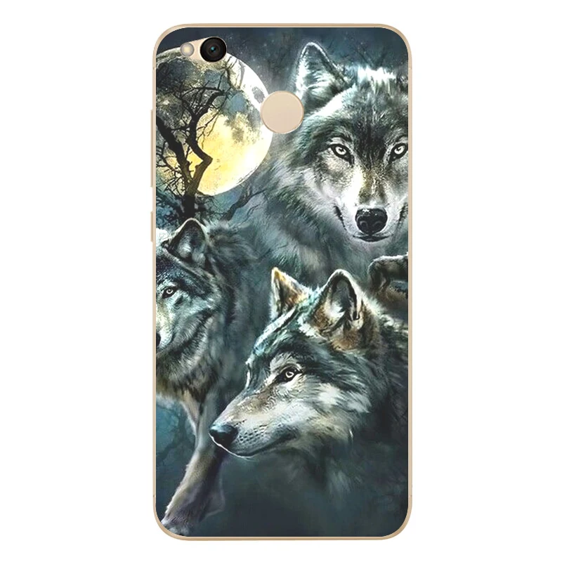 MLCRIYG Soft Phone Case For Xiaomi Redmi 4X TPU Colorful Animal Wolf Cool Cases Cover Painted Design Fundas B104 |