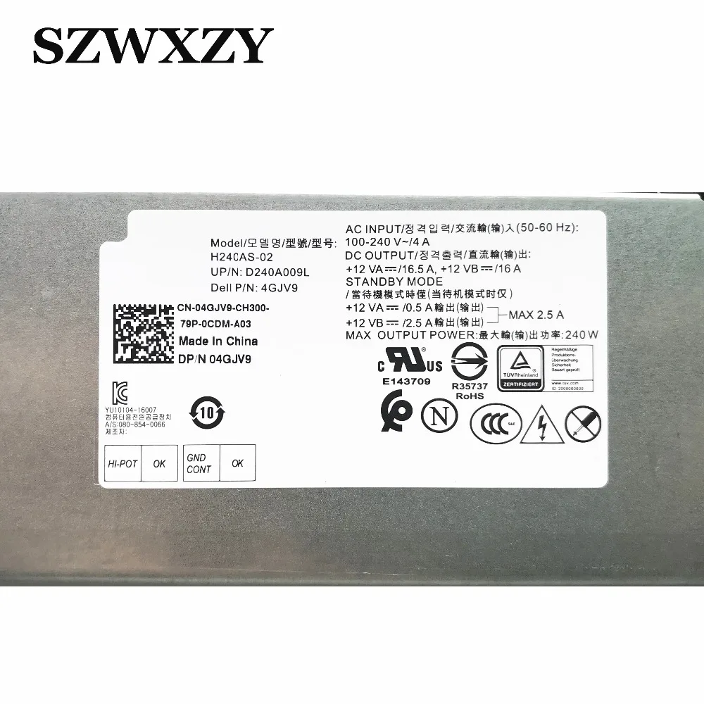 Для DELL 3050 5050 7050 240W Desktop Power Supply L240AM 02 B240AM 4GJV9 04GJV9 H240AS 02|Компьютерные кабели и разъемы|