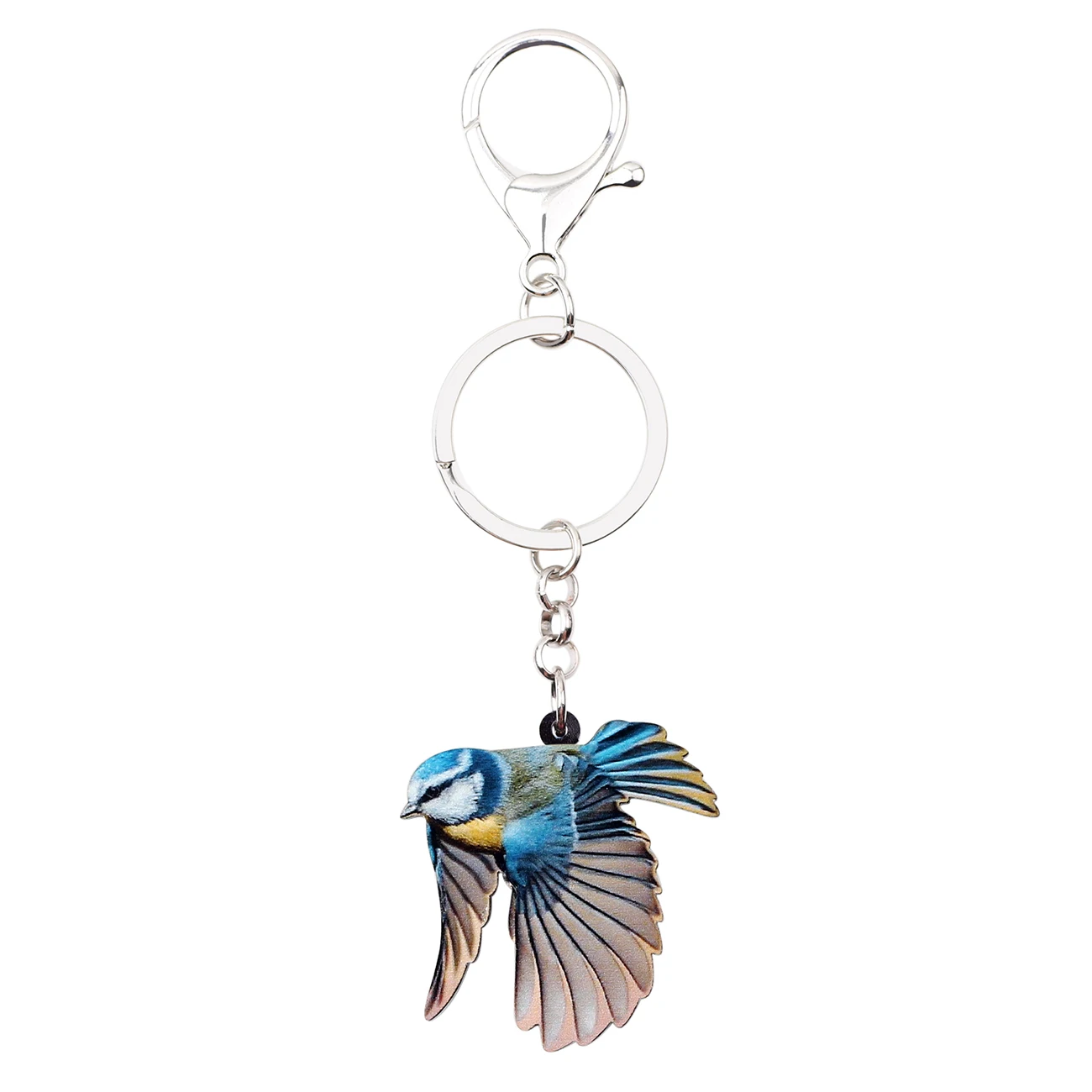 Bonsny Acrylic Sweet Blue Tit Bird Key Chain Keychains Ring Holder Unique Animal Gift Jewelry For Women Girls Bag Car Charms New