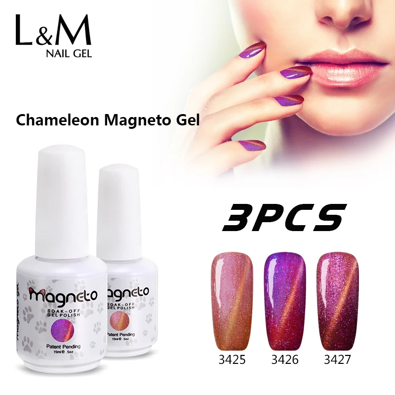 

Gelpolish 3 Pcs Lot Chameleon Magneto Gel DIY Art Magnetic 15ml 3D Cat Eyes Colorful Phantom Polish Gorgeous Bright Soak Off