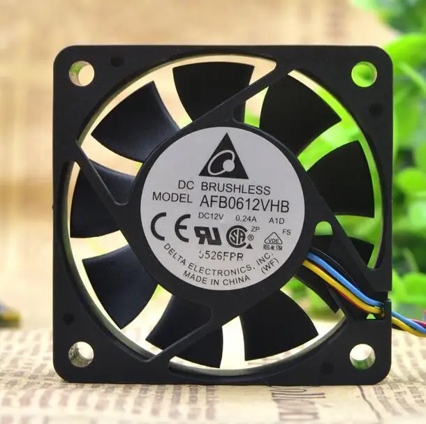 Дельта 6 см 6015 AC/DC 12V 0.24A AFB0612VHB 60*60*15 мм 4 провод PWM Скорость регулирующий Вентилятор