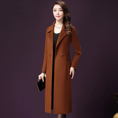 Брендовое шерстяное пальто зимнее женское 2018 однобортное длинное женственное