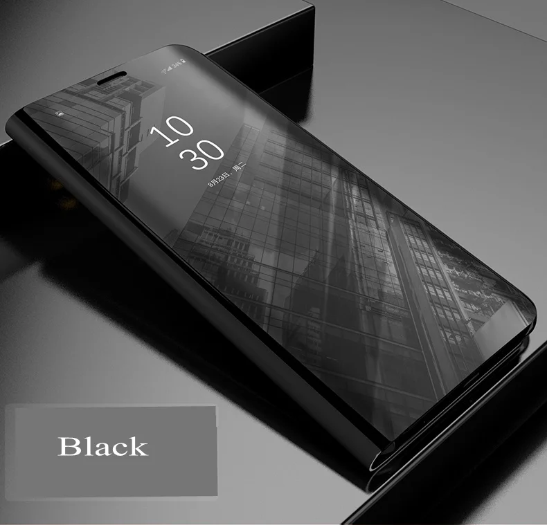 Черный Зеркальный умный чехол для huawei Honor 7C Aum-L41, 5,7 дюймов, прозрачный чехол из искусственной кожи с откидной крышкой для huawei Honor 7C, чехол, Российская версия - Цвет: Черный