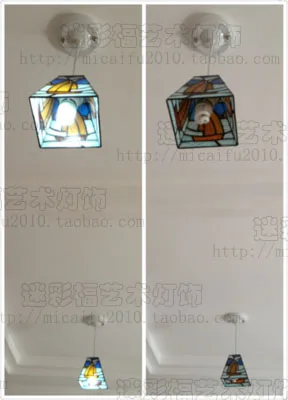 Витражное стекло Тиффани синего цвета в средиземноморском стиле подвесной