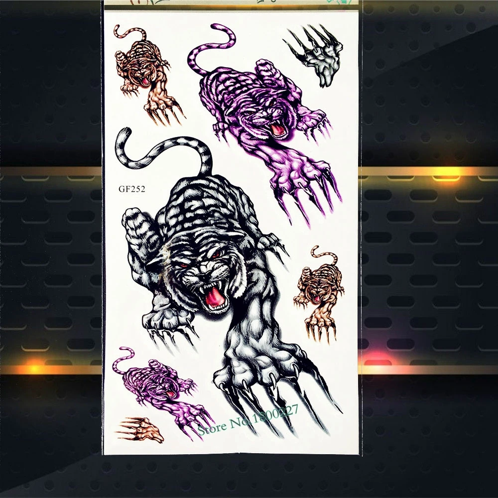 Злой Тигр зверь Временные татуировки Наклейки подарки для детей Средства ухода