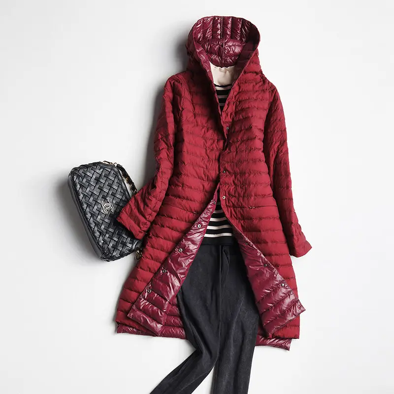 Осенне-зимняя женская Ультралегкая пуховая куртка теплая парка на белом утином