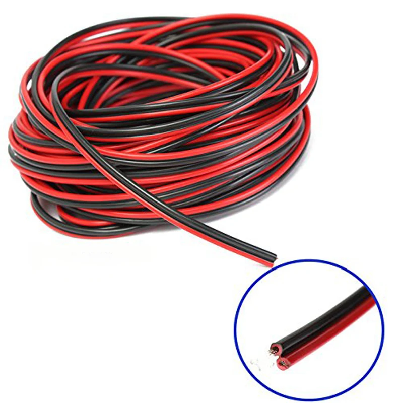 2 контактный Удлинительный кабель длиной 20 м провод 18AWG 20AWG 22 AWG красный/черный для