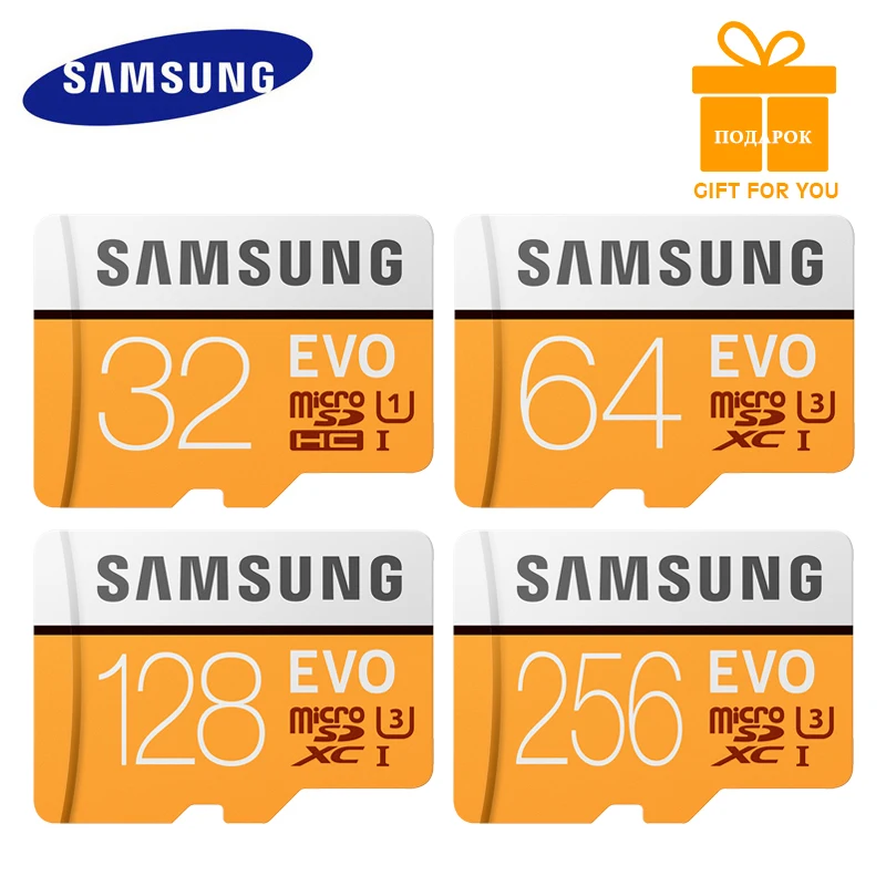 Карта памяти Micro SD SAMSUNG, 16 ГБ, 32 ГБ, 64 ГБ, 128 ГБ, 256 ГБ, MicroSD карты SDHC SDXC Max 95Ms EVO 32 ГБ, 64 ГБ, C10 TF, транс флэш-карта Mikro