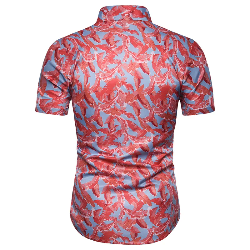 Гавайская рубашка мужская с коротким рукавом гавайская пляжная блуза цветочным