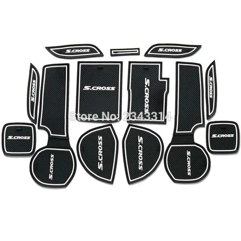 For 2014-2021 Suzuki SX4 S-Cross S Cross Latex Gate Slot Pad Non-slip Cup Mats Anti Slip Door Groove Mat Stickers Car Accessory 4