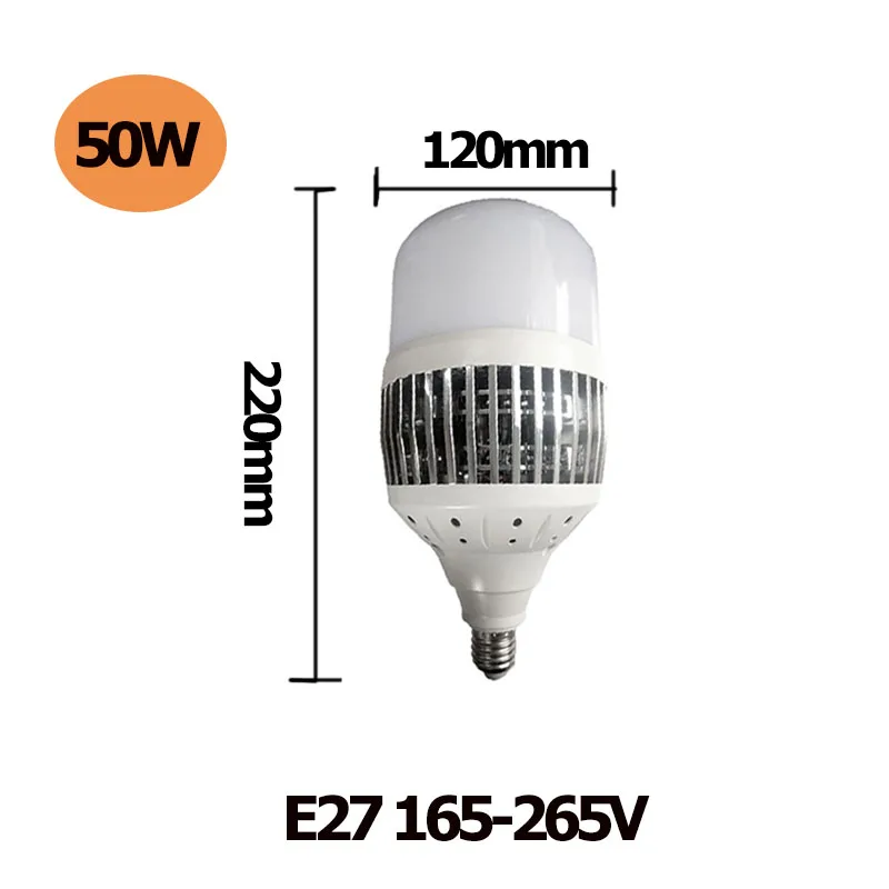 50W E27 Высокая Мощность светодиодные лампочки E27 E40 лампада ампулы Bombilla 50 W 80 W 100 W 150 W 220 V 230 V Светодиодная лампа для Заводская мастерская - Испускаемый цвет: 50W E27
