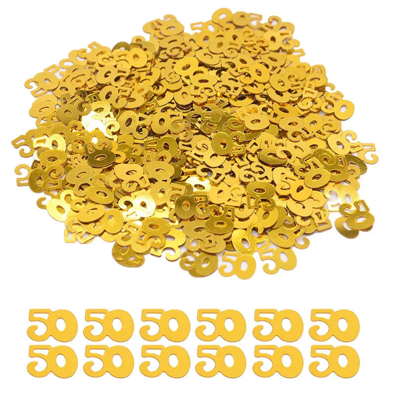 15g/bag Gold Table Sequins Number 18 30 40 50 60 Confetti Sprinkles Happy Birthday Party Decoration Wedding Anniversary Supplies