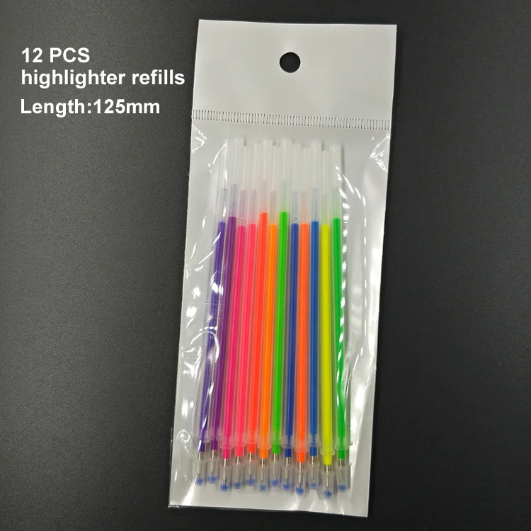 12PCS Highlighter re 12/24 Цвет гелевая ручка металл Пастель яркость эскиз рисунок Краска Карандаш Цвет канцелярские школы маркер для детей Подарки - Цвет: 12PCS Highlighter re