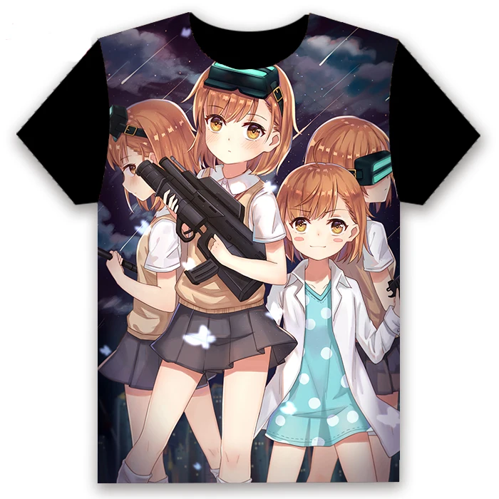 Аниме футболка некий магический индекс Misaka Mikoto Kamijou Touma ускоритель, косплей для женщин и мужчин с коротким рукавом черные футболки