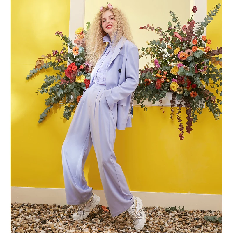 Женские широкие брюки ELFSACK повседневные оверсайз на шнурке модные уличные для