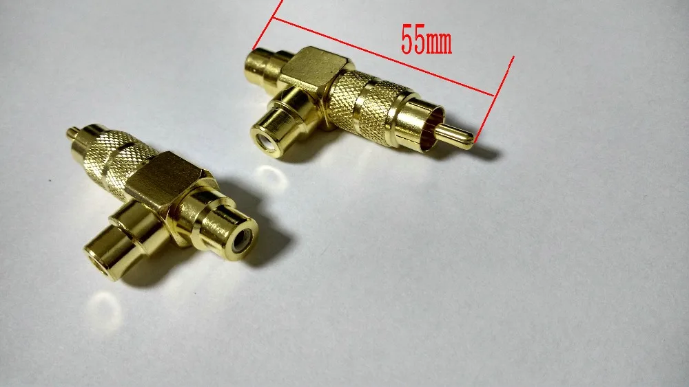 

1 шт. медный Переходник RCA 1 штекер на 2 гнезда позолоченный