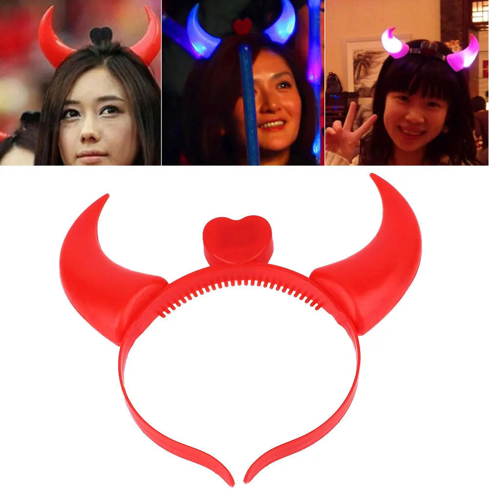 Мигающий бык рога светодиодная повязка на голову свет наголовный обруч для детей