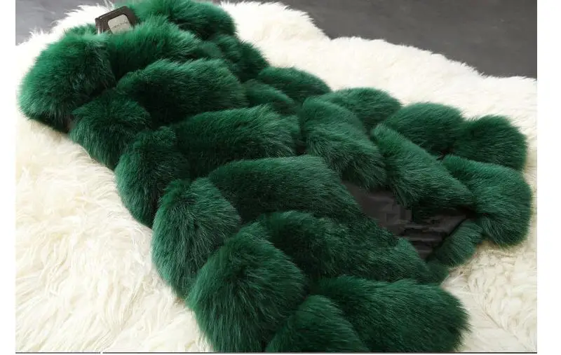green LZJ Высококачественная меховая жилетка, Роскошная Шуба из искусственного лисьего меха, теплое Женское пальто, жилетки, Зимняя мода, меховые женские пальто, куртка, жилетка, жилет, 4XL - Цвет: green