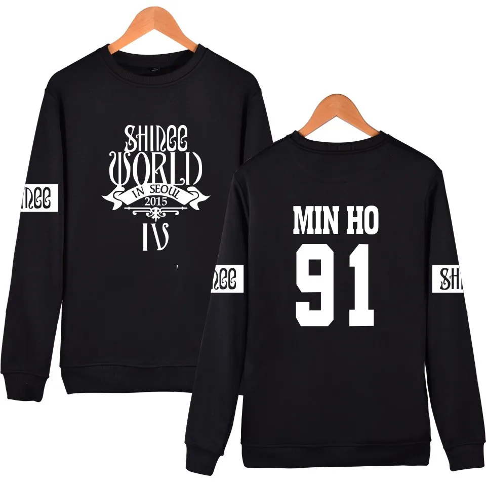 Batigol SHINee команды монолитным Толстовка мужчины хлопок корейский Idol команда осень
