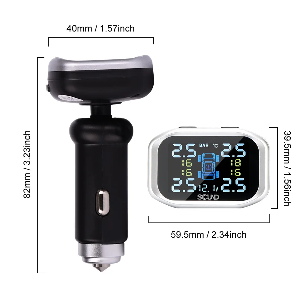 Умный автомобиль TPMS система контроля давления в шинах Солнечная энергия зарядка цифровой ЖК-дисплей Автосигнализация s
