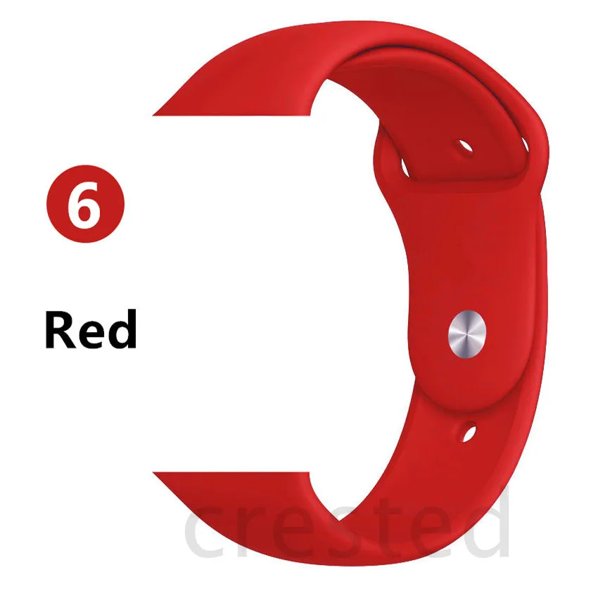 Red Силиконовый ремешок для apple watch 4 5 44 мм/40 мм спортивный ремешки для apple watch 3 42 мм/38 мм резиновый ремень браслет ремешок для часов apple watch Band Мягкий красочный ремешок iwatch series 4 3 2 1 - Цвет ремешка: Red