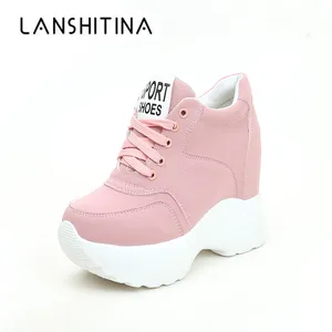 Кроссовки женские на платформе 12 см, дышащие, сетчатые, повседневные, на веснуосень, белые