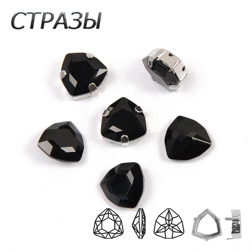

Black pointback Strass Sew on rhinestones Sewing glass crystal Fat Trilliant shape rhinestone diy clothing Craft Art Accessories