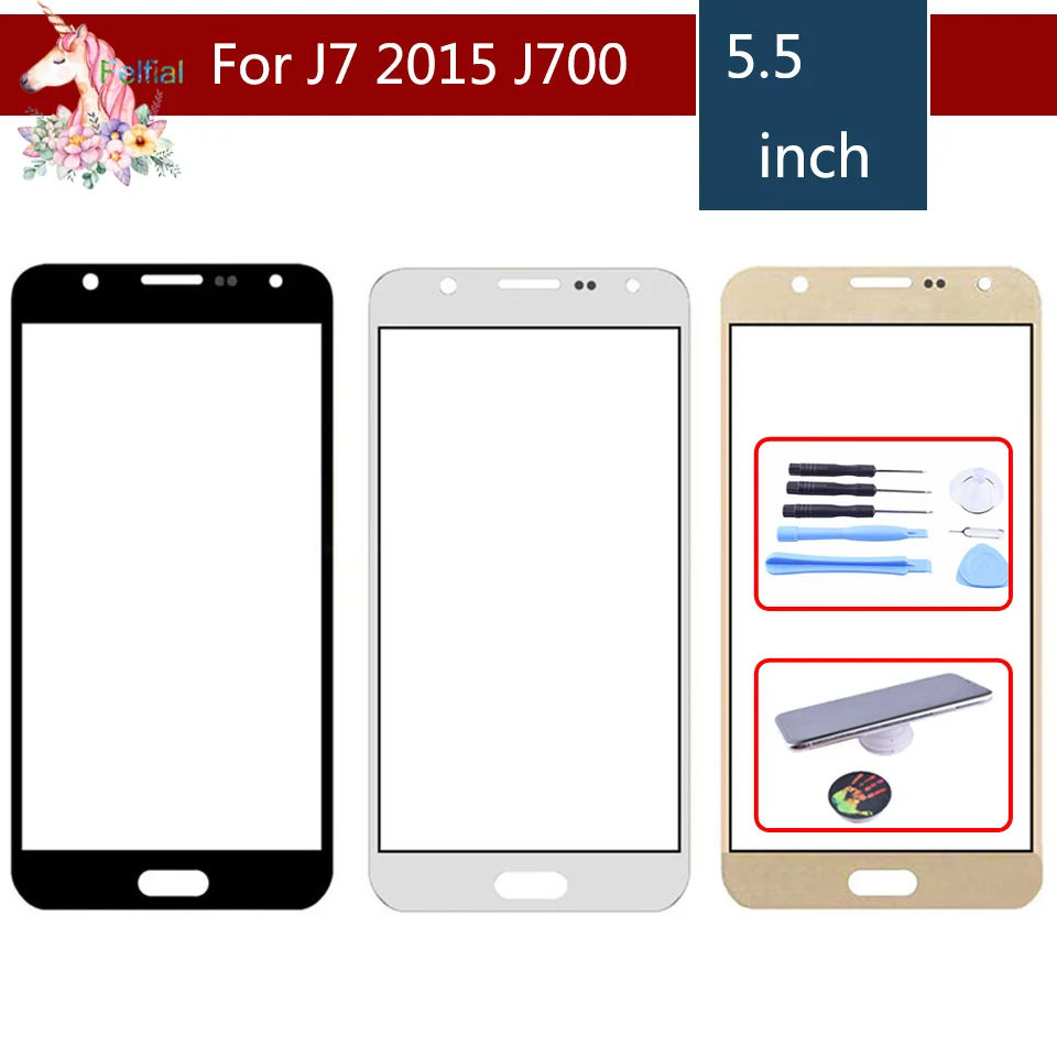 10 шт./лот для Samsung Galaxy J7 2015 J700 J700F J700FN J700M J700H SM-J700F сенсорный экран передняя панель стеклянная линза Внешний ЖК-дисплей