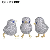 amazing price little blue eyes chick shape brooches copper zircon brooch for women girls collar suit pin dress scarf accessories