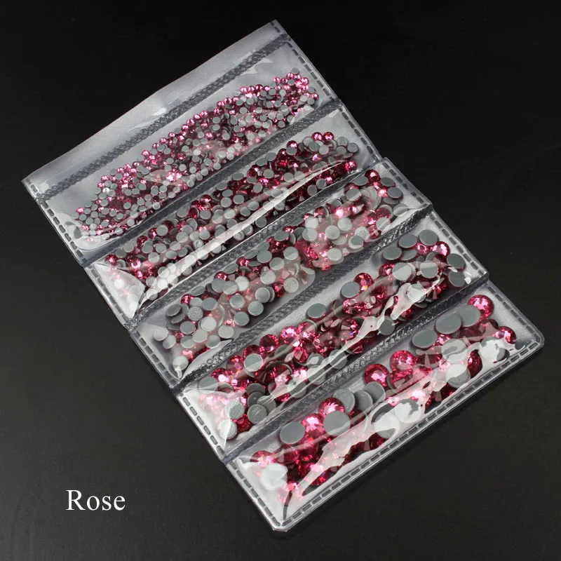 Rose Высокое качество AAA Горячая фиксация Стразы SS6-SS30 с плоской задней частью хрустальные камни смешанный размер Упаковка 1000 шт для одежды - Цвет: Rose