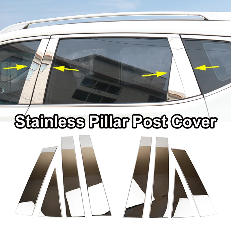 pillar post cover Для Nissan Rogue X-Trail T32 хромированный противотуманный светильник, дверная ручка, переключатель на вентиляционное отверстие, панель, накладка, украшение автомобиля - Цвет: pillar post cover