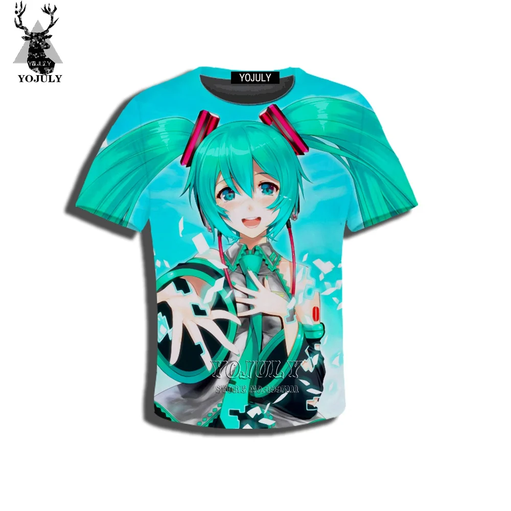 YOJULY/Детская Повседневная футболка с 3D принтом аниме для девочек, Vocaloid Hatsune Miku Kawaii летняя футболка одежда для мальчиков и девочек C35 - Цвет: 5