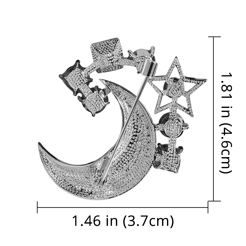 Женская Брошь в виде полумесяца со стразами|Броши| |