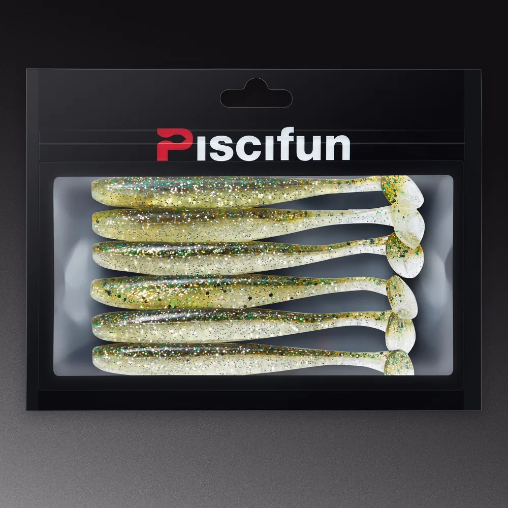 

Piscifun 6pcs/lot Soft Lure 90mm/4.5g Fish Fishing Lure Shad Manual Silicone Bass T-Tail Easy Shiner Swimbait Fishing Tackle