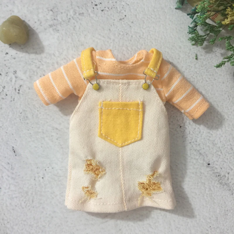 Новинка милый комбинезон юбка комбинезон/футболка в полоску для blyth ob24 azone barbies 1/6