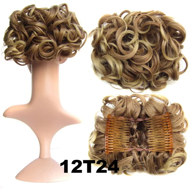 Q8 Color 12T24 Синтетический волнистый Большой Пучок волос стиль Q8 два plstic гребень эластичная сеть шиньон накладные волосы "конский хвост" 39 цветов, 100 г, 1 шт - Цвет: Q8 Color 12T24