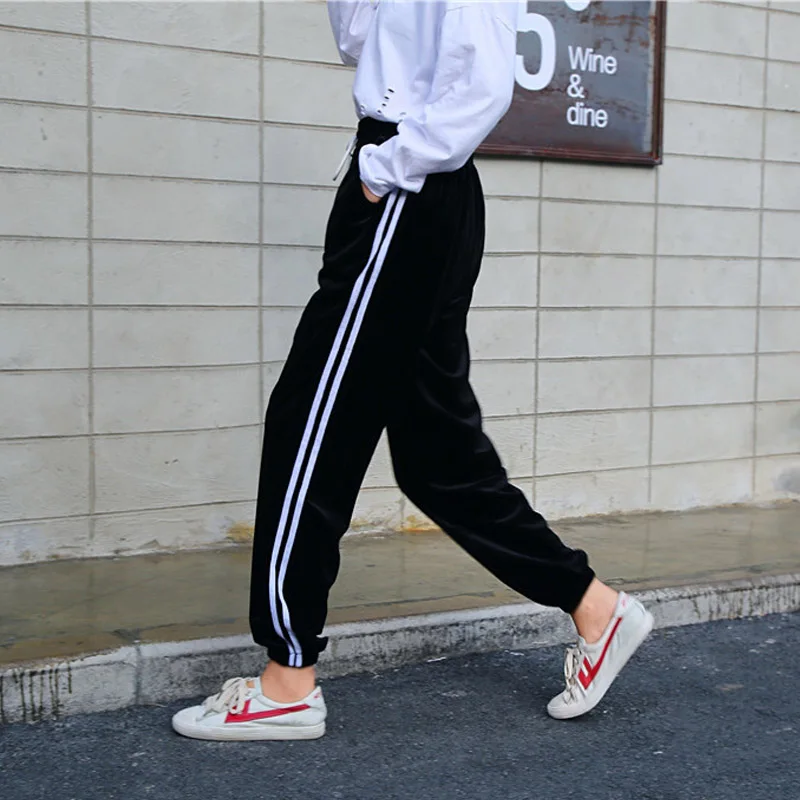 Спортивные брюки женские 2018 повседневные мешковатые бархатные осенние джоггеры