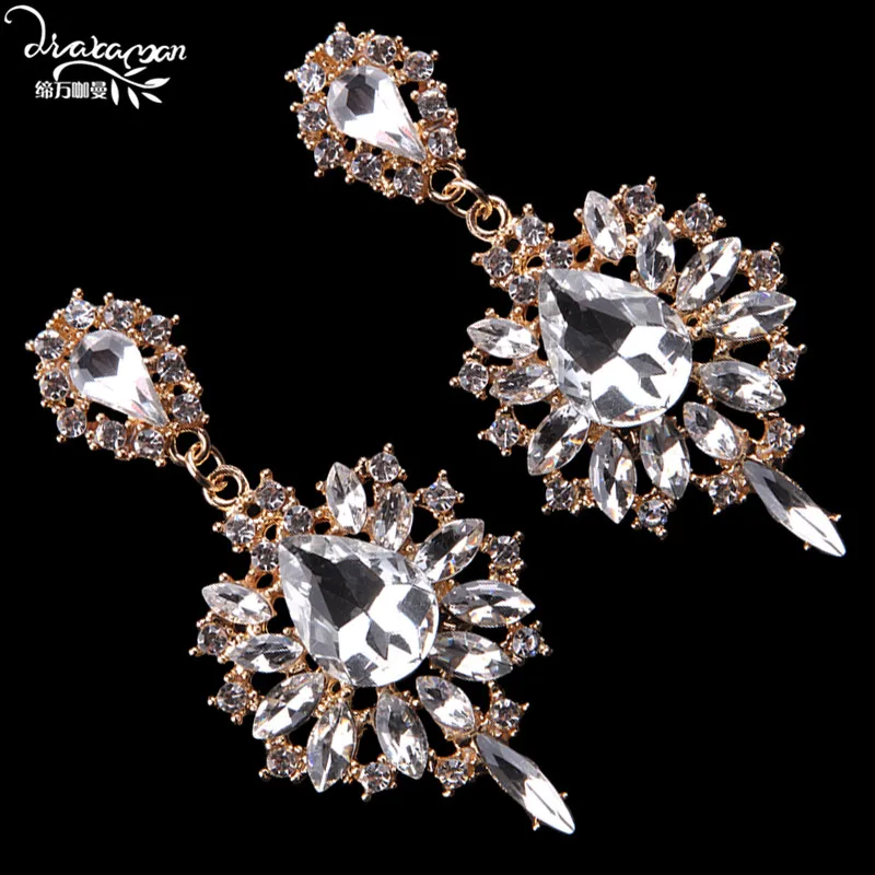 Бренд Dvacaman,, женские серьги-капли с кристаллами, роскошный цветок, для свадьбы, вечеринки, массивное ювелирное изделие, серьги,, Bijoux BB15