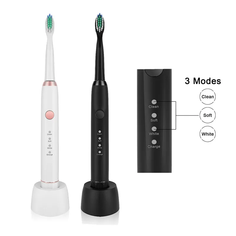 Sarmocare M-100, Ультразвуковая электрическая зубная щетка, беспроводная перезаряжаемая с 2 головками, IPX7, водонепроницаемые отбеливающие зубные щетки