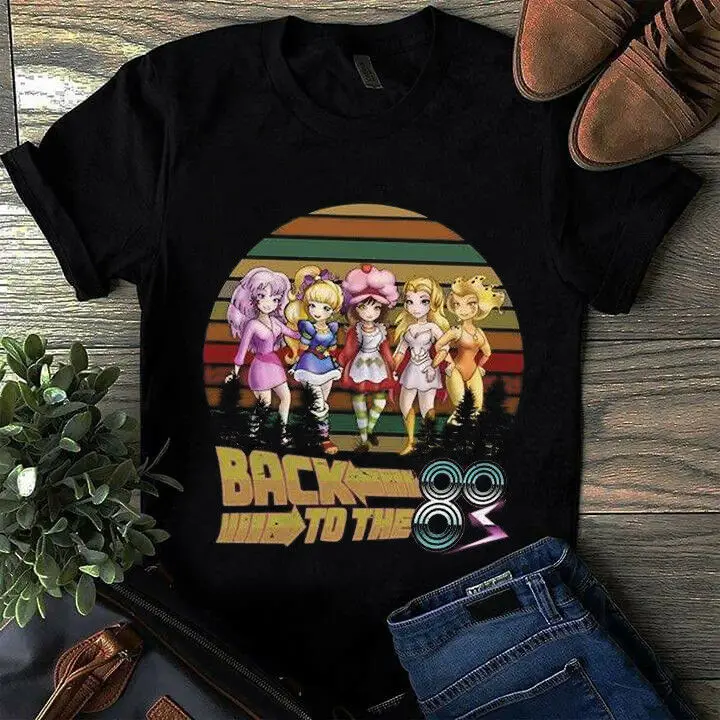 Jem Радужный Брит и клубника короткий торт назад к 80S футболка черные мужские S