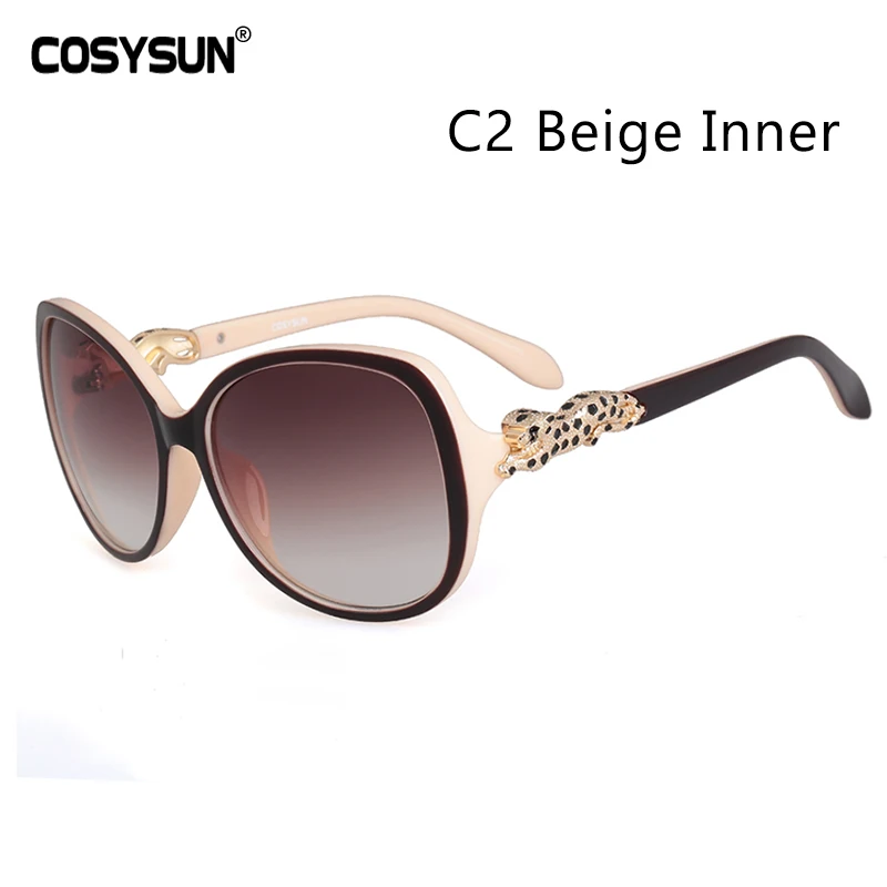 C2Black to Beige Rim COSYSUN брендовые леопардовые Солнцезащитные очки женские солнцезащитные очки женские брендовые дизайнерские женские солнцезащитные очки Роскошные солнцезащитные очки женские очки - Цвет линз: C2Black to Beige Rim