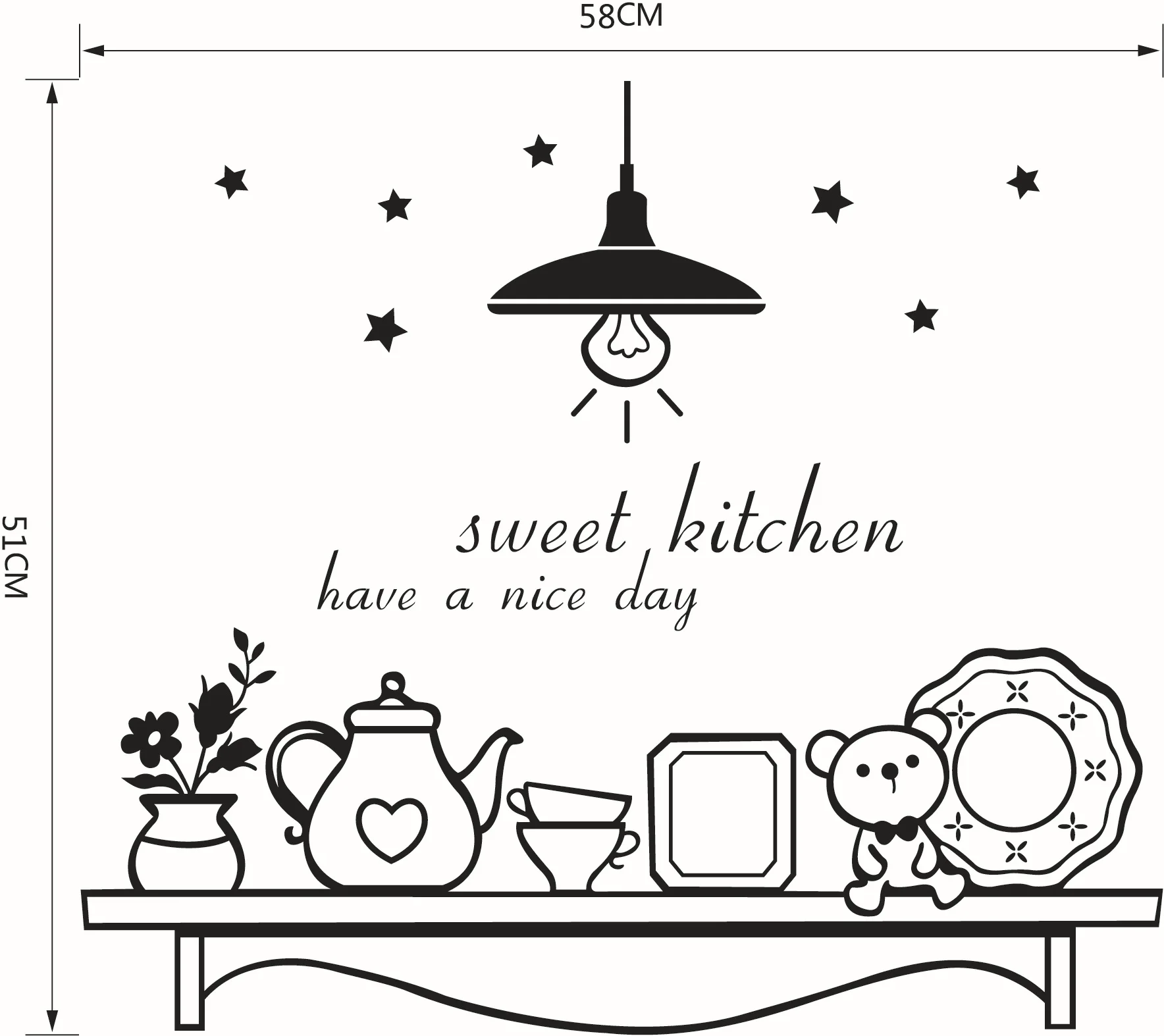 Звезда цветок медведь плакат стены Стикеры обои творческий сладкий Кухня