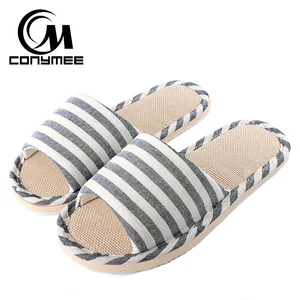 CONYMEE2018 Летняя обувь; мужские пляжные сандалии; Вьетнамки в полоску; льняные мужские повседневные кроссовки для дома; домашние тапочки; Erkek Terlik