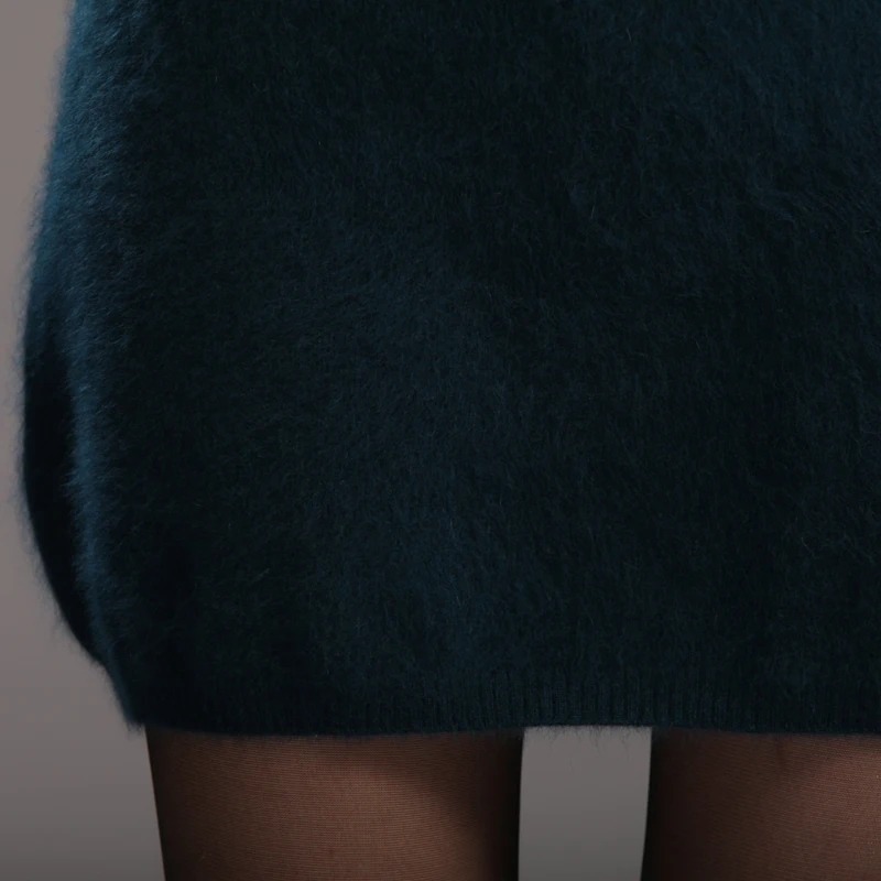 Осень-зима 2019 женское вязаное платье-свитер теплое однотонное Норковое