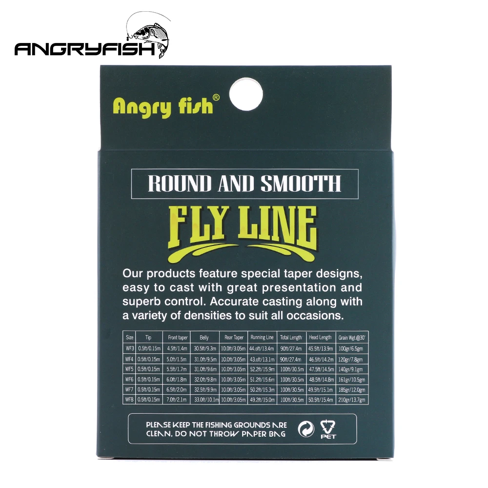 ANGRYFISH WF 5F/6F/7F 100FT рыболовная леска для ловли рыбы Вес вперед плавающая нейлоновая