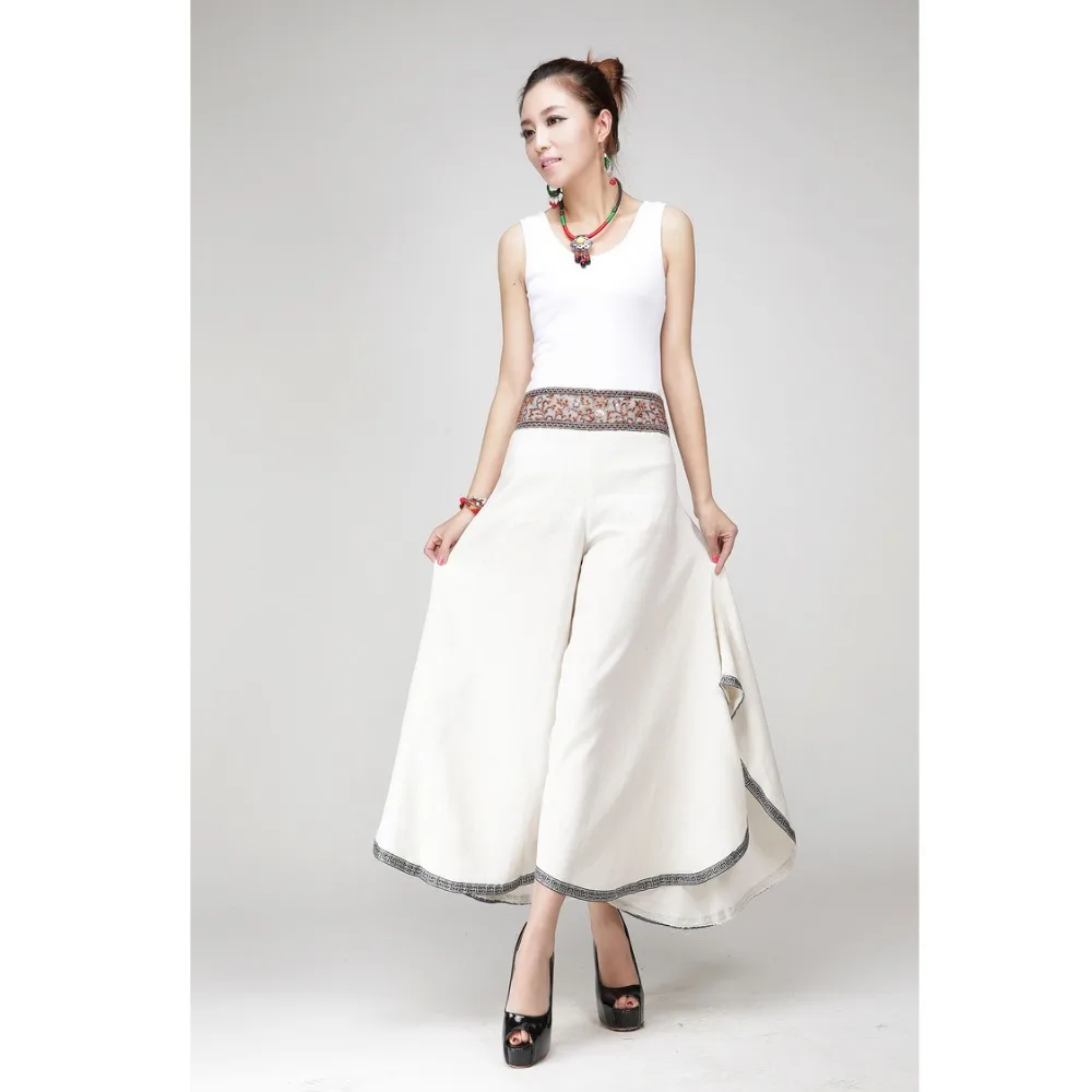 

Women pants casual pants wide leg women pants for wholesale Vintage Elastic Waist Trousers Casual Cotton Oversized Solid Pants