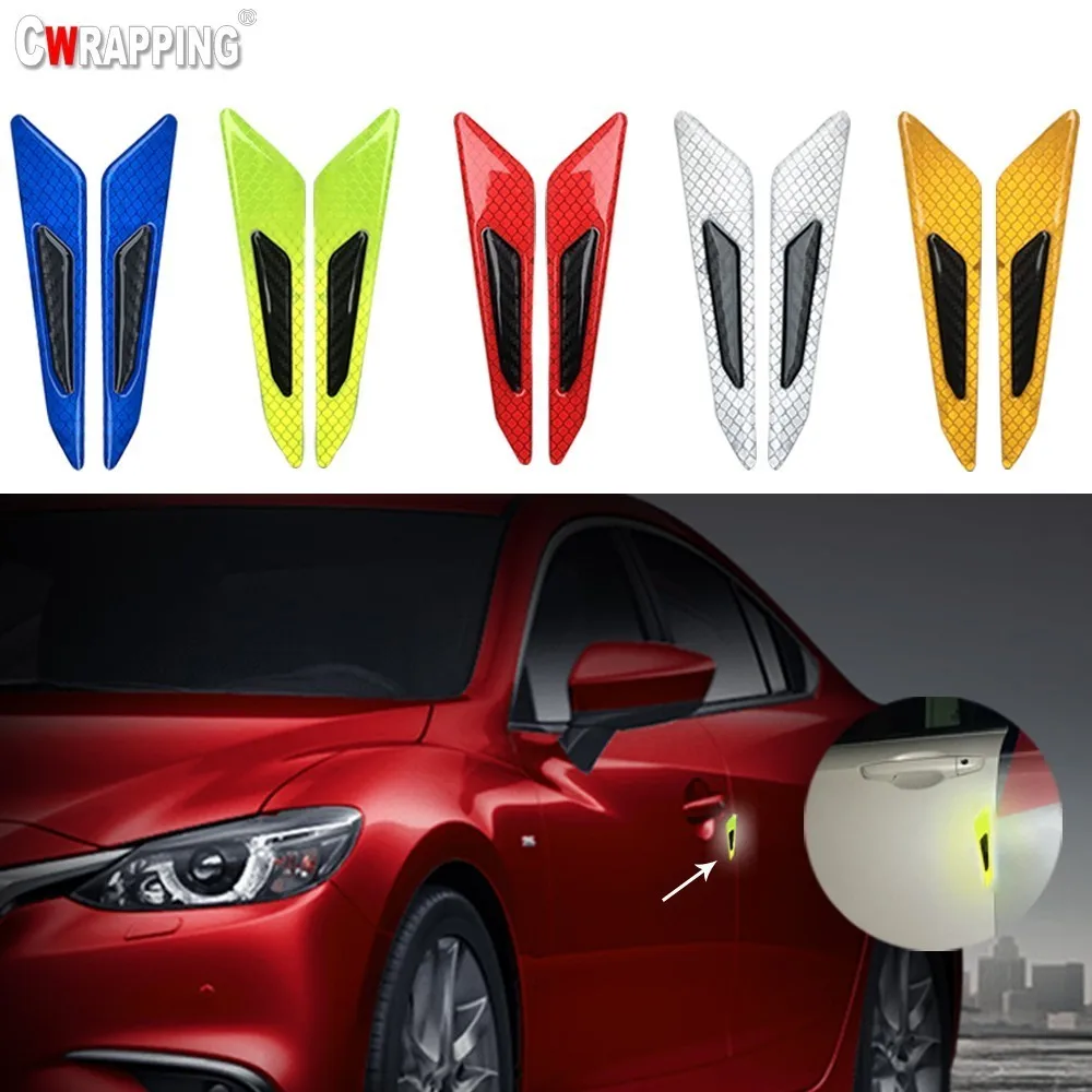 2 шт. автомобильная дверь светящаяся наклейка предупреждающая лента