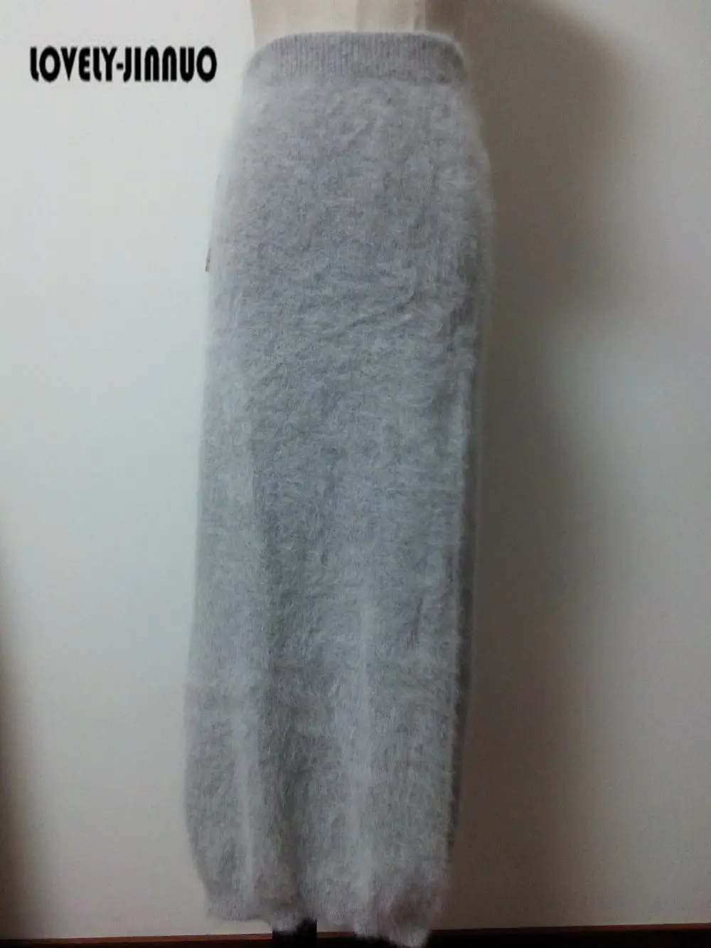 Женская кашемировая юбка длинная облегающая из меха норки и соболиного плетения