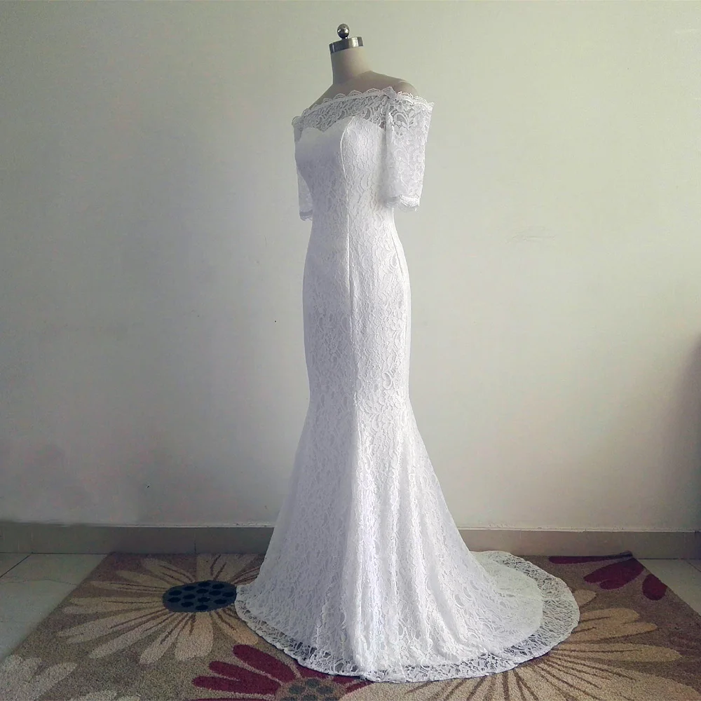 JIERUIZE белое винтажное кружевное свадебное платье русалки с открытыми плечами и