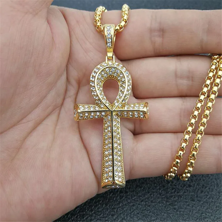 Хип-хоп ледяной Bling полностью Стразы Египетский Анкх подвеска в форме Креста